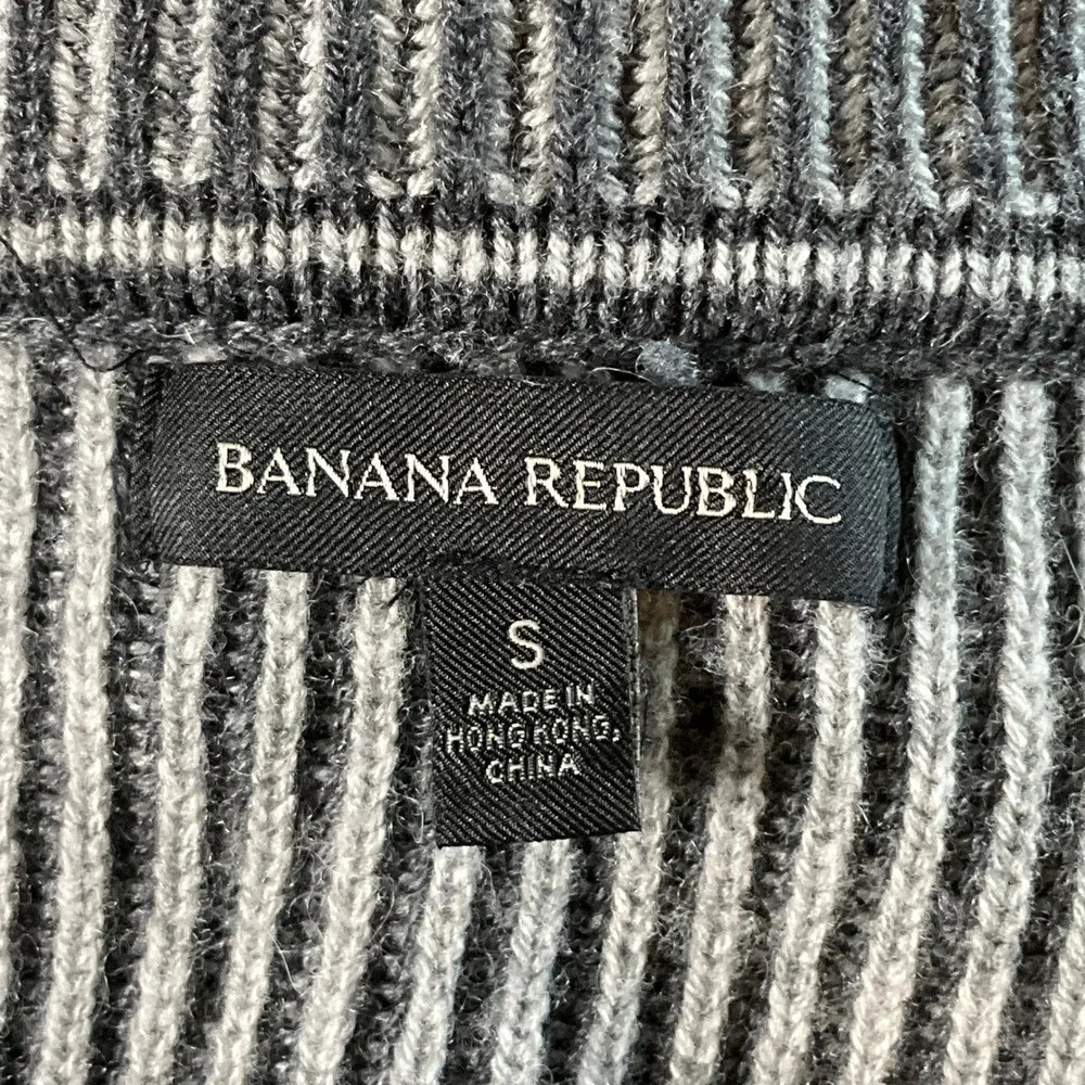 Banana Republic Sweater Mens S Grey Cashmere Wool Ribbed Quarter Zip Classic